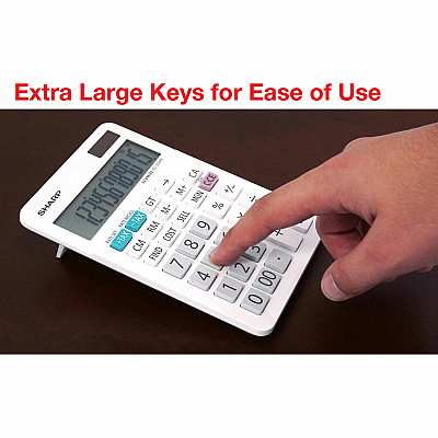 Sharp EL-334WB 12 Digit Professional Large Desktop Calculator with Kick Stand Display