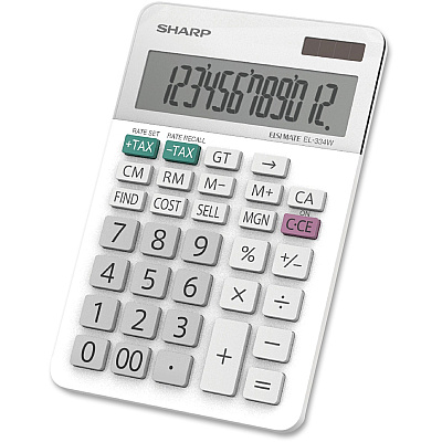 Sharp EL-334WB 12 Digit Professional Large Desktop Calculator with Kick Stand Display