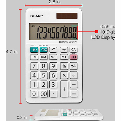 Sharp EL-377WB 10 Digit Professional Handheld Calculator