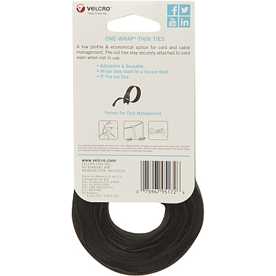 Velcro One Wrap Light-duty Thin Bundling Ties (VEK95172)
