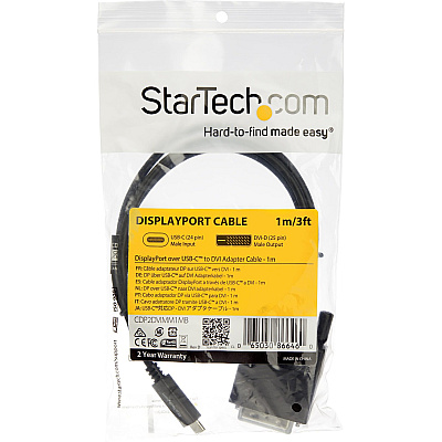 StarTech Cable - Usb-c Dvi - Black - 3.3 Ft/1 M (CDP2DVIMM1MB)