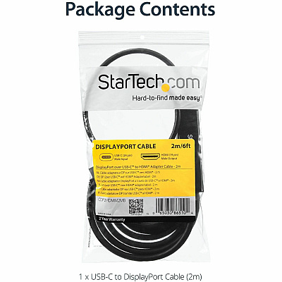 StarTech Usb-c To Hdmi Cable - 2m - 4k 30 Hz - Eliminate Clutter By Connecting Your Usb Type-c Computer Directly To An Hdmi Display Without Additional Adapters (CDP2HDMM2MB)