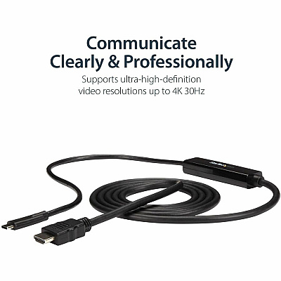 StarTech Usb-c To Hdmi Cable - 2m - 4k 30 Hz - Eliminate Clutter By Connecting Your Usb Type-c Computer Directly To An Hdmi Display Without Additional Adapters (CDP2HDMM2MB)