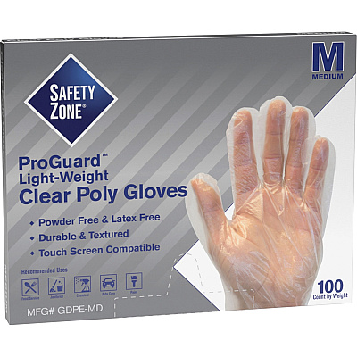 Safety Zone Clear Powder Free Polyethylene Gloves (SZNGDPEMD)