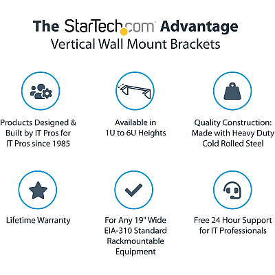StarTech 6u 19in Vertical Wall Mount Rack Bracket (RK619WALLV)