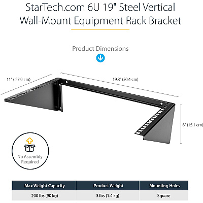StarTech 6u 19in Vertical Wall Mount Rack Bracket (RK619WALLV)