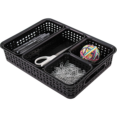 Advantus 5-pack Plastic Weave Bins (AVT37530)