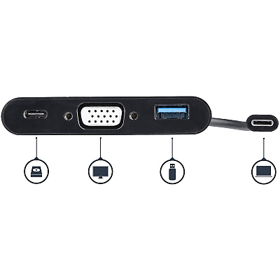 StarTech Usb-c Vga Multiport Adapter - Usb 3.0 Port - 60w Pd - Usb Type-c To Vga - Usb C Laptop Travel Adapter - Usb Type C Adapter With Pd (CDP2VGAUACP)