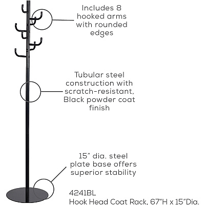 Safco Hook Head Coat Rack (SAF4241BL)