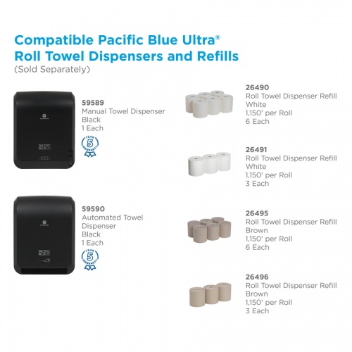 Pacific Blue Ultra High-Capacity Recycled Paper Towel Rolls (26491)