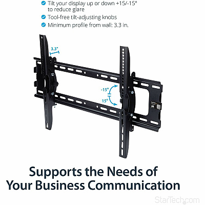 StarTech Flat Screen Tv Wall Mount - Tilting - For 32" To 75" Tvs - Heavy-duty Steel - Vesa Tv Mount - Monitor Wall Mount - Wall Mount Tv Bracket (FLATPNLWALL)