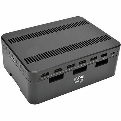 Eaton Tripp Lite Series 7-Port USB Charging Station with Quick Charge 3.0, USB-C Port, Device Storage, 5V 4A (60W) USB Charge Output (U280007CQCST)