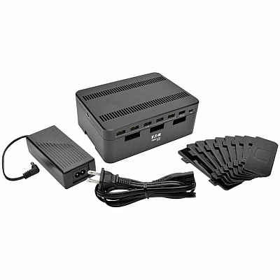 Eaton Tripp Lite Series 7-Port USB Charging Station with Quick Charge 3.0, USB-C Port, Device Storage, 5V 4A (60W) USB Charge Output (U280007CQCST)