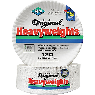 AJM Packaging Packaging Packaging AJM Packaging Packaging 9" Original Heavyweight Plates (AJMOH9AJBXWH)
