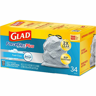 Glad ForceFlexPlus Tall Kitchen Drawstring Trash Bags (CLO70320)