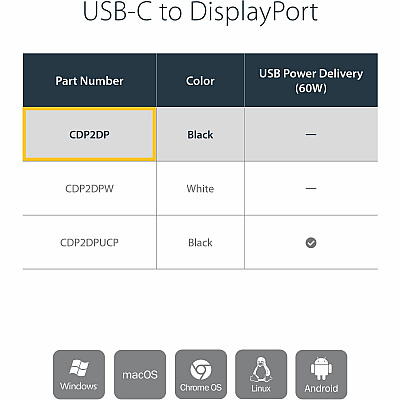 StarTech Usb C To Displayport Adapter 4k - Dp 1.4 (CDP2DP)
