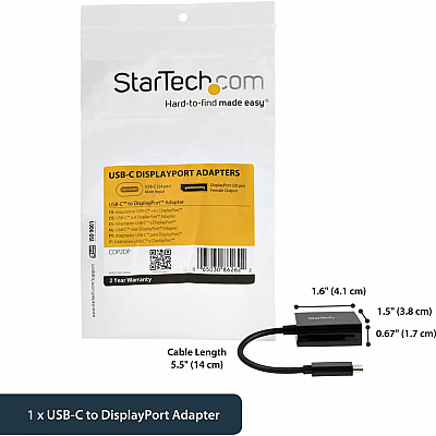 StarTech Usb C To Displayport Adapter 4k - Dp 1.4 (CDP2DP)