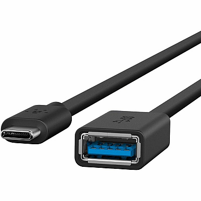 Belkin USB-C to USB-A Adapter - USB 3.0 Charger - 5 Gbps - Black (BLKB2B150BLK)