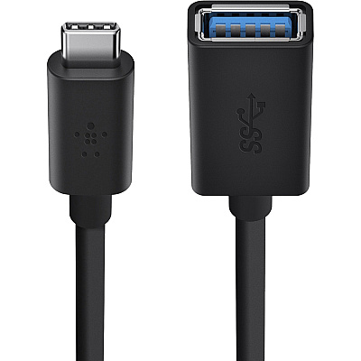 Belkin USB-C to USB-A Adapter - USB 3.0 Charger - 5 Gbps - Black (BLKB2B150BLK)