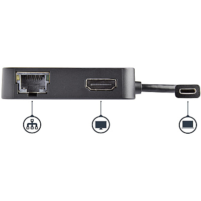 StarTech Usb C Adapter - Usb-c Multiport Adapter For Laptops - 4k Hdmi - Gbe - Usb-c - Usb-a - Usb 3.0 - Mobile Laptop Dock - Thunderbolt 3 Port Compatible (DKT30CHD)