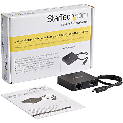 StarTech Usb C Adapter - Usb-c Multiport Adapter For Laptops - 4k Hdmi - Gbe - Usb-c - Usb-a - Usb 3.0 - Mobile Laptop Dock - Thunderbolt 3 Port Compatible (DKT30CHD)