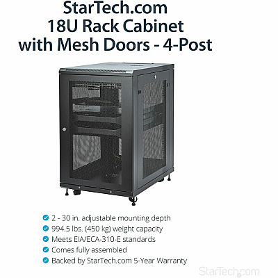StarTech 18u Server Rack Cabinet 2-30in W/casters (RK1833BKM)