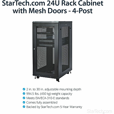 StarTech 24u Server Rack Cabinet 2-30in W/casters (RK2433BKM)