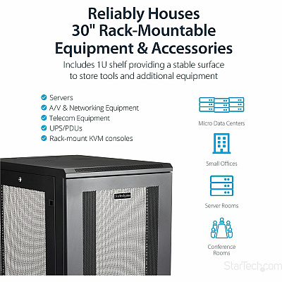 StarTech 24u Server Rack Cabinet 2-30in W/casters (RK2433BKM)
