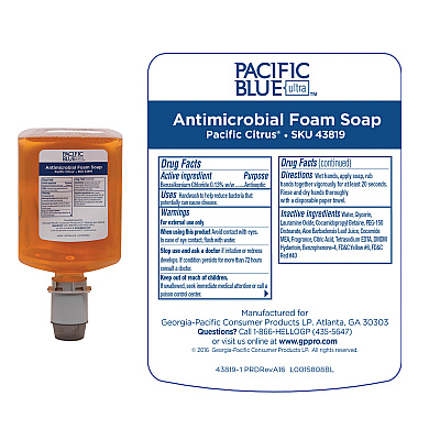 Pacific Blue Ultra Antimicrobial BZK Foam Soap Manual Dispenser Refills (GPC43819)