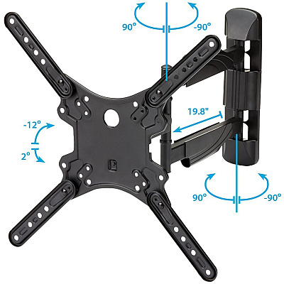 StarTech Full Motion Tv Wall Mount - For 32" To 55" Monitors - Heavy Duty Steel - Tv Monitor Wall Mount - Articulating Arm - Vesa Wall Mount With Tilt / Swivel (FPWARTB1M)