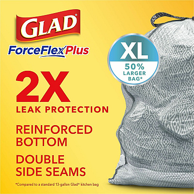 Glad ForceFlexPlus X-Large Kitchen Drawstring Trash Bags (CLO78913)