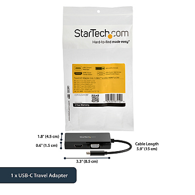 StarTech Usb-c Multiport Adapter - 3-in-1 Usb-c V (CDPVGDVHDBP)