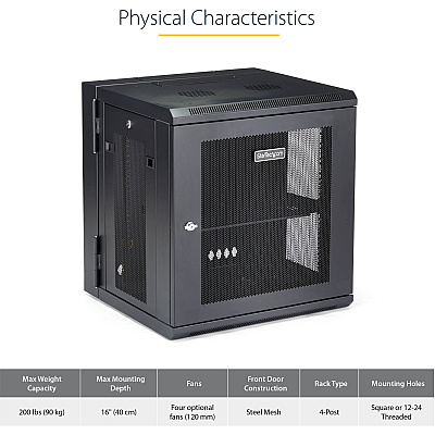 StarTech 12u Wall Mount Network Cabinet 16in Deep (RK12WALHM)