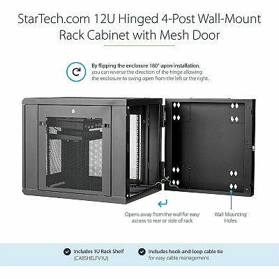 StarTech 12u Wall Mount Network Cabinet 24in Deep (RK1232WALHM)