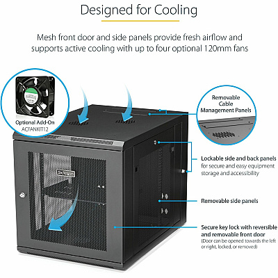 StarTech 12u Wall Mount Network Cabinet 24in Deep (RK1232WALHM)