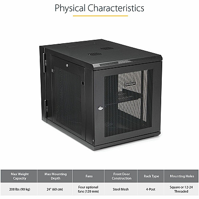 StarTech 12u Wall Mount Network Cabinet 24in Deep (RK1232WALHM)
