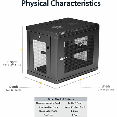 StarTech 2post 9u 19in Wall Mount Network Cabinet (RK9WALM)