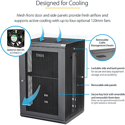StarTech 18u Wall Mount Network Cabinet 16in Deep (RK1820WALHM)