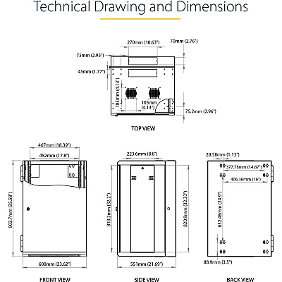 StarTech 18u Wall Mount Network Cabinet 16in Deep (RK1820WALHM)