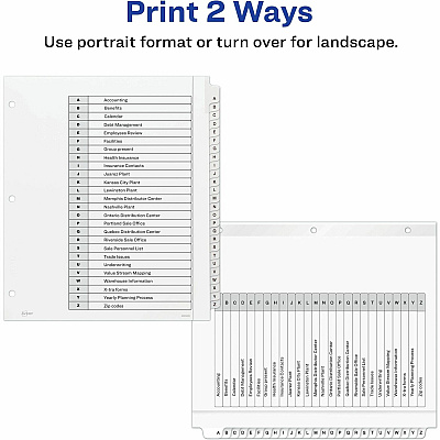 Avery Extra Wide A-Z Tabs Ready Index Dividers (AVE11166)