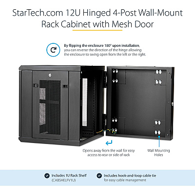 StarTech 12u Wall Mount Network Cabinet 20in Deep (RK1224WALHM)