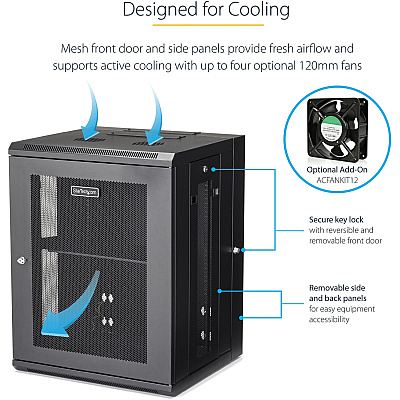 StarTech 15u Wall Mount Network Cabinet 16in Deep (RK1520WALHM)