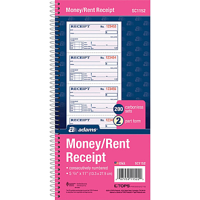 Adams Spiral 2-part Money/Rent Receipt Book (ABFSC1152PK)