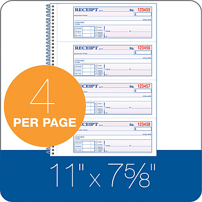 Adams Spiral 2-part Money/Rent Receipt Book (ABFSC1182PK)