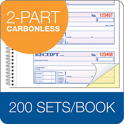 Adams Spiral 2-part Money/Rent Receipt Book (ABFSC1182PK)