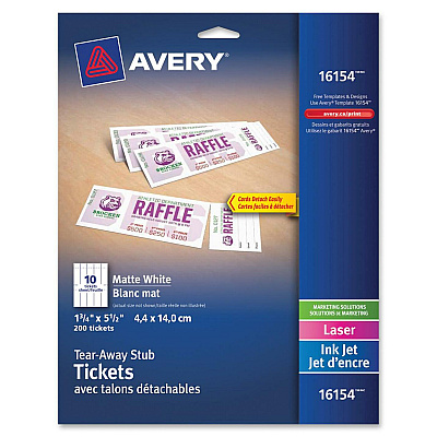 Avery Blank Tickets with Tear-Away Stubs (AVE16154CT)