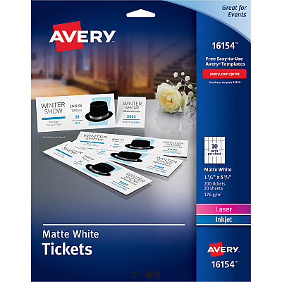 Avery Blank Tickets with Tear-Away Stubs (AVE16154CT)