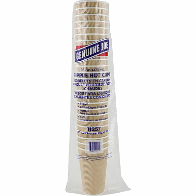 Genuine Joe 16 oz Rippled Hot Cups (GJO11257BD)