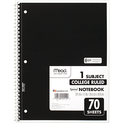 Mead One-subject Spiral Notebook (MEA05512BD)