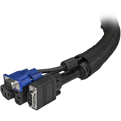 StarTech Cable Management Sleeve - 2 M - Cable Organizer - Flexible Cable Cover - Trimmable Fabric Cord Hider - Cord Management - Wire Management - Wire Hider (WKSTNCM)